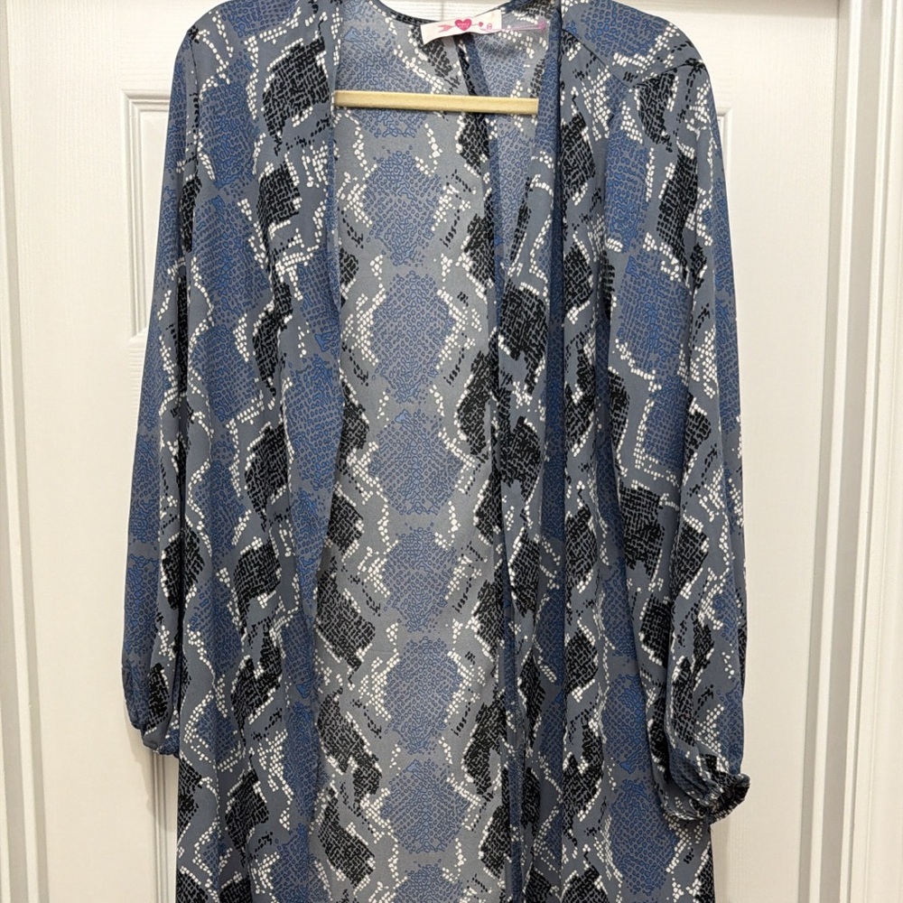 Buddy Love Blue and Black Snake Print Kimono